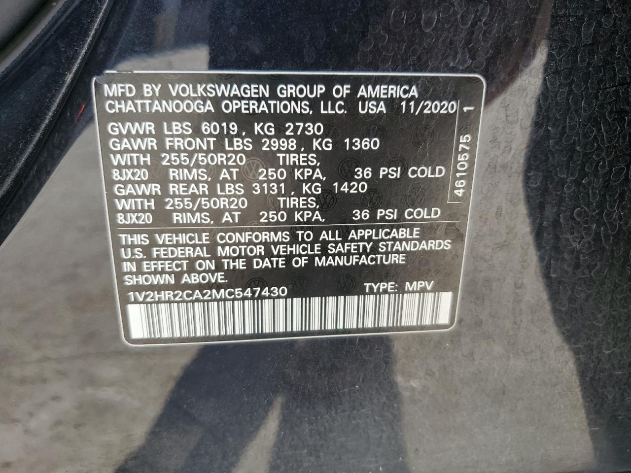 VOLKSWAGEN ATLAS SE 2021