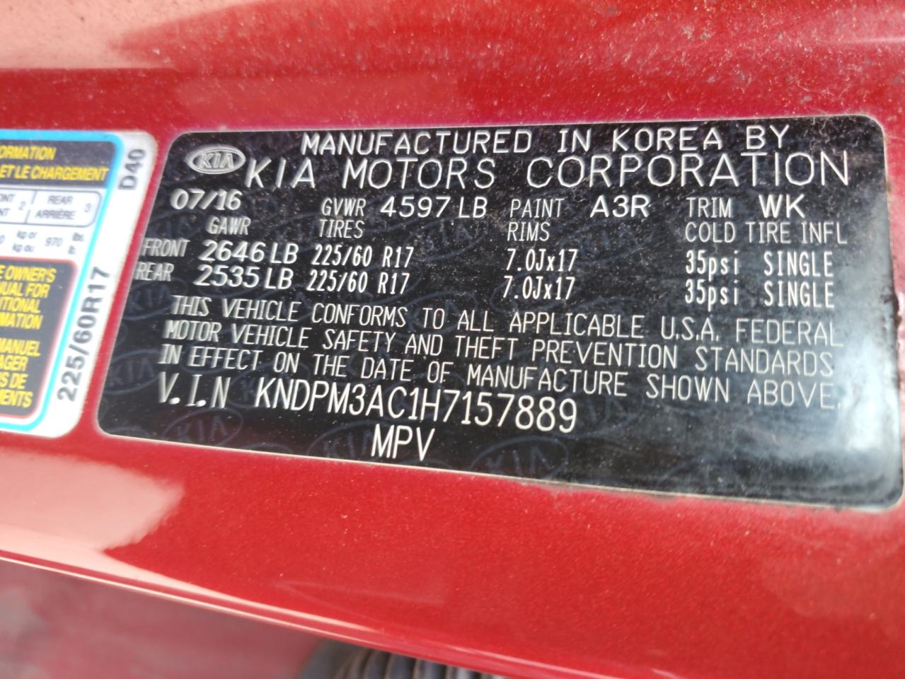 KIA SPORTAGE LX 2017