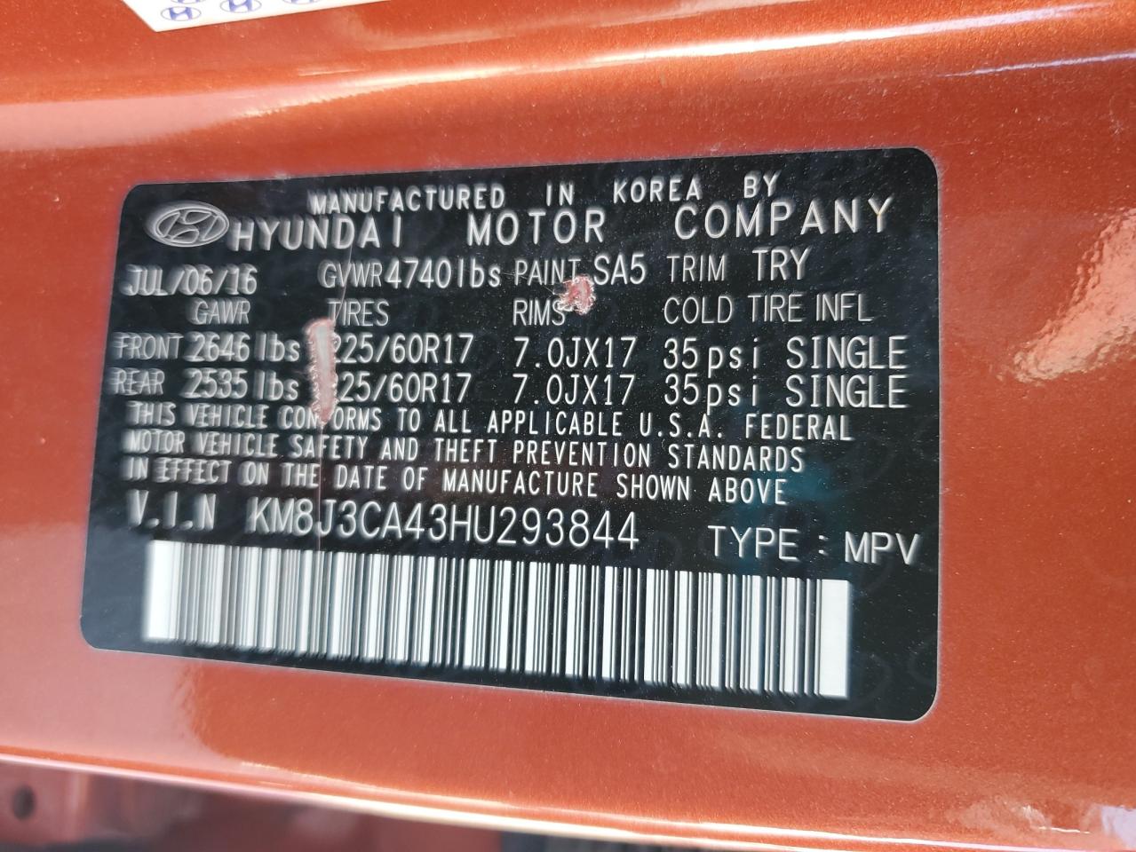 HYUNDAI TUCSON LIMITED 2017