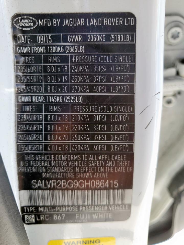 LAND ROVER RANGE ROVER EVOQUE HSE 2016