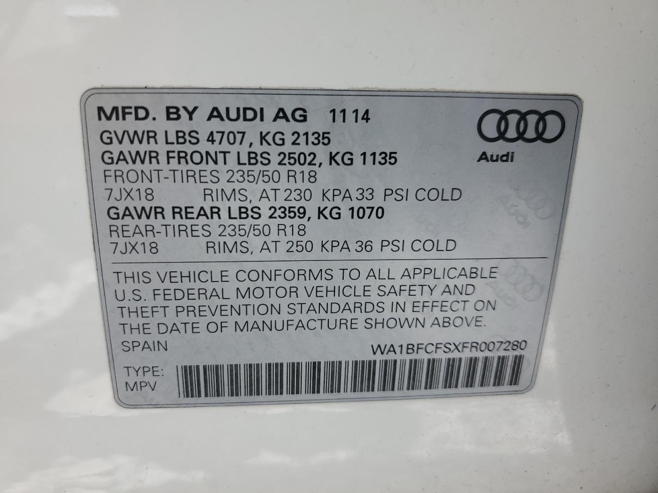 AUDI Q3 PREMIUM PLUS 2015