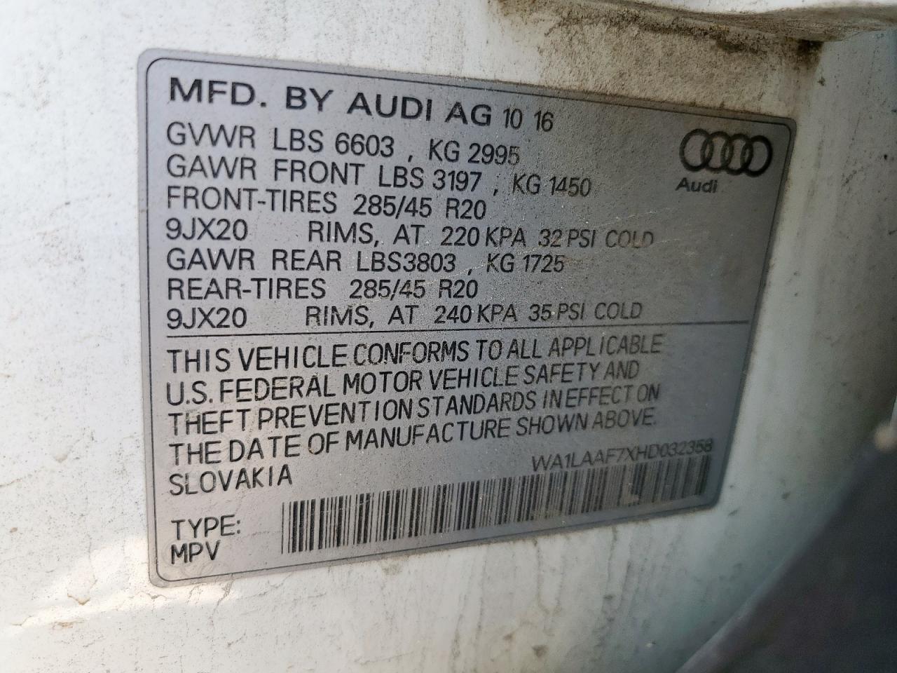 AUDI Q7 PREMIUM PLUS 2017