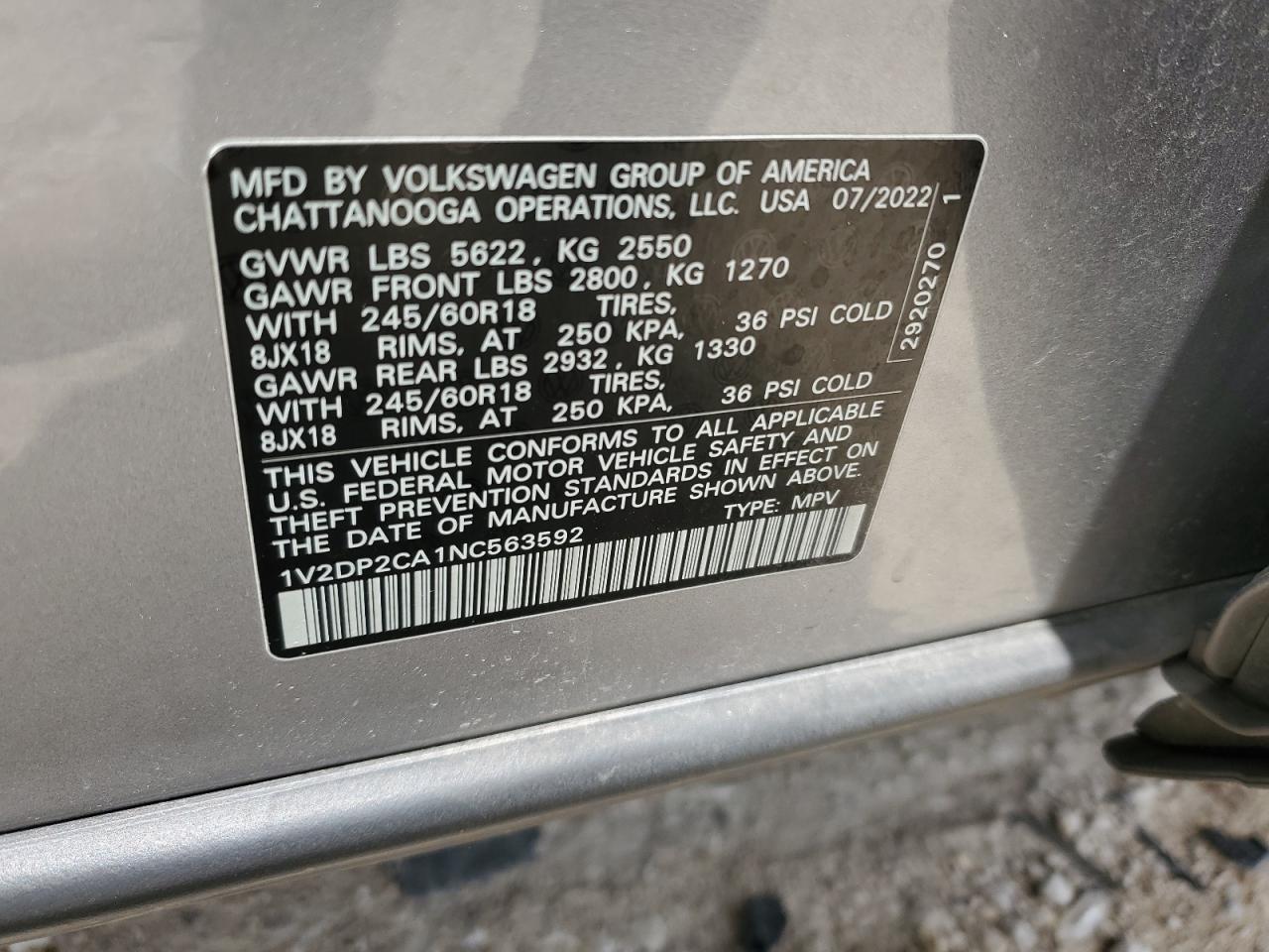 VOLKSWAGEN ATLAS SE 2022