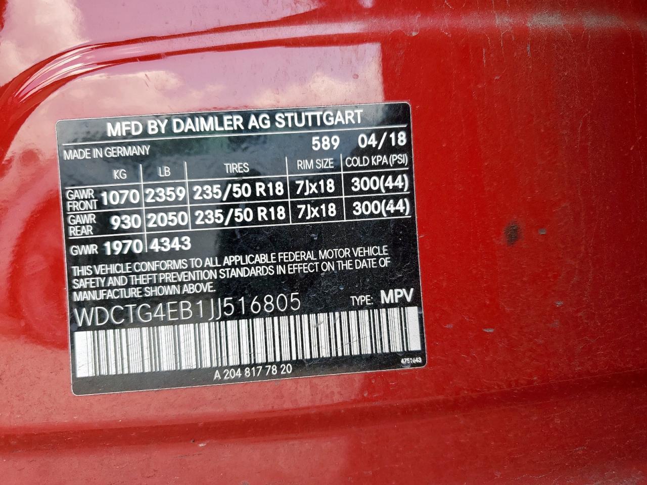 MERCEDES-BENZ GLA 250 2018