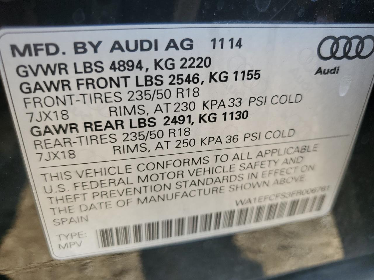 AUDI Q3 PREMIUM PLUS 2015