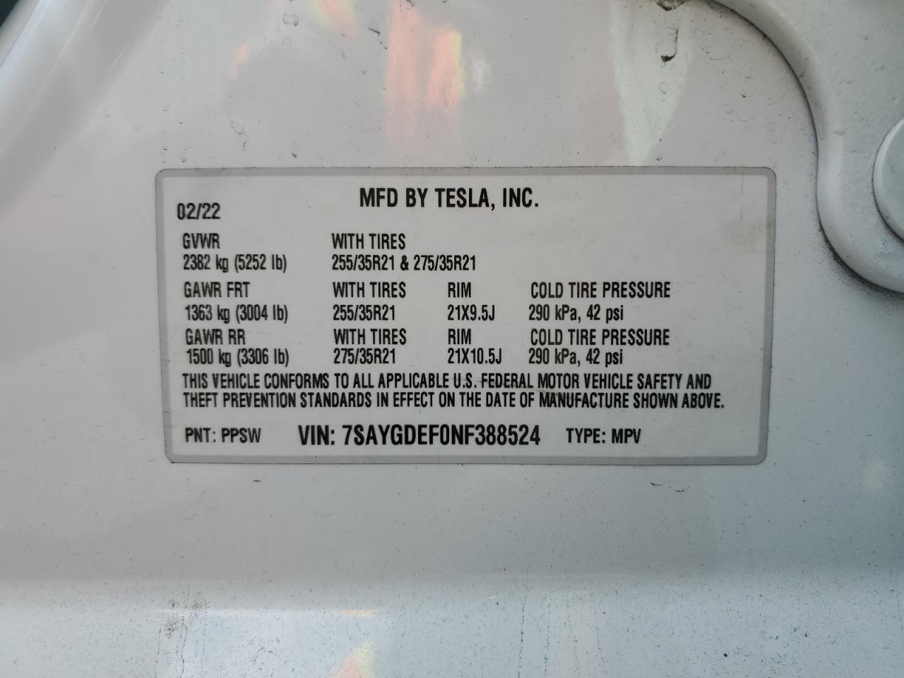 TESLA MODEL Y PERFORMANCE AWD DUAL MOTOR 2022