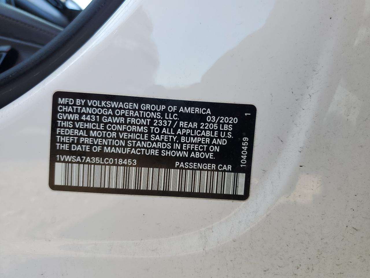 VOLKSWAGEN PASSAT SE 2020