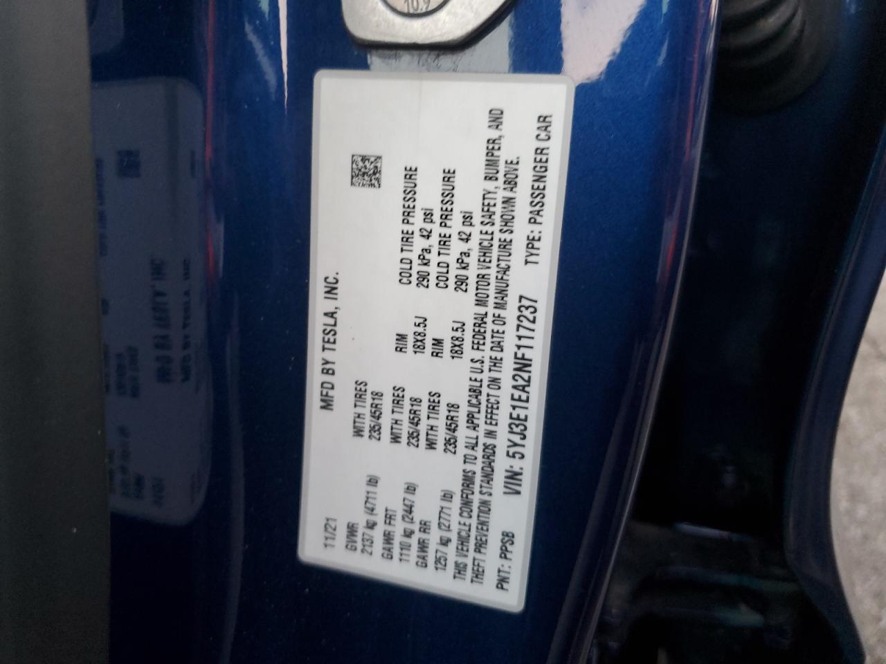 TESLA MODEL 3 SR+ RWD 2022