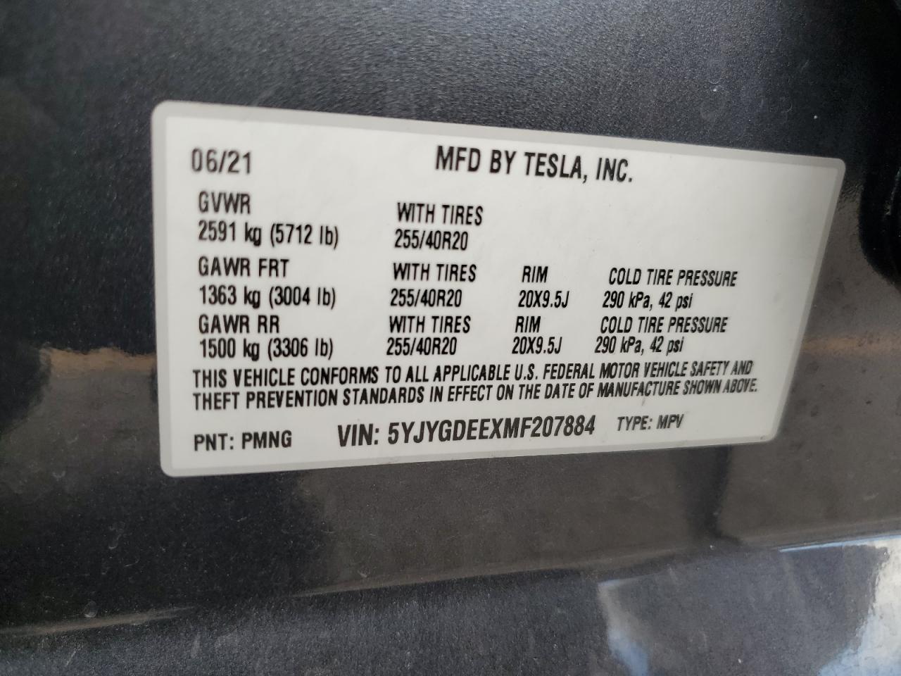TESLA MODEL Y AWD DUAL MOTOR 2021