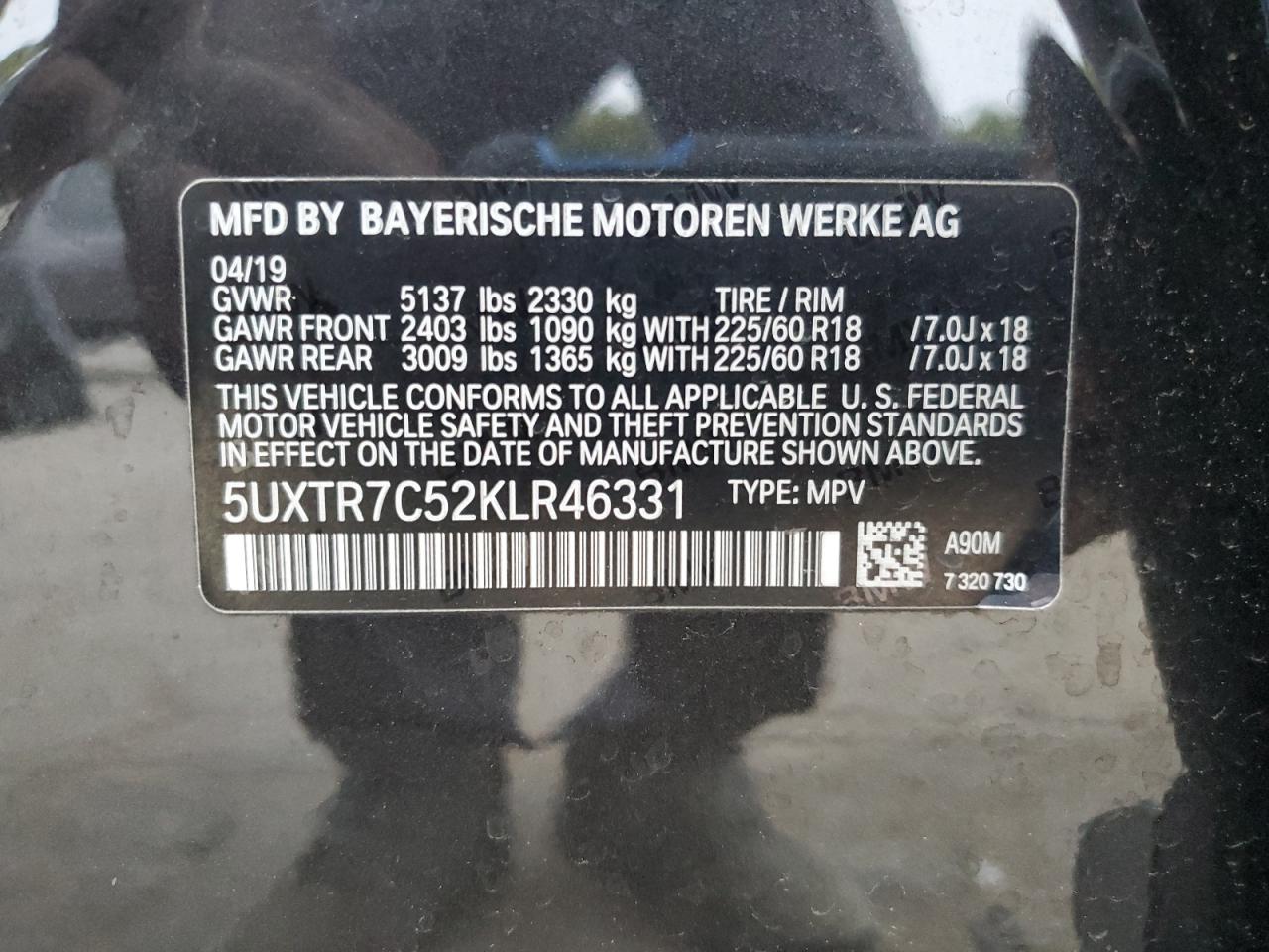 BMW X3 SDRIVE30I 2019