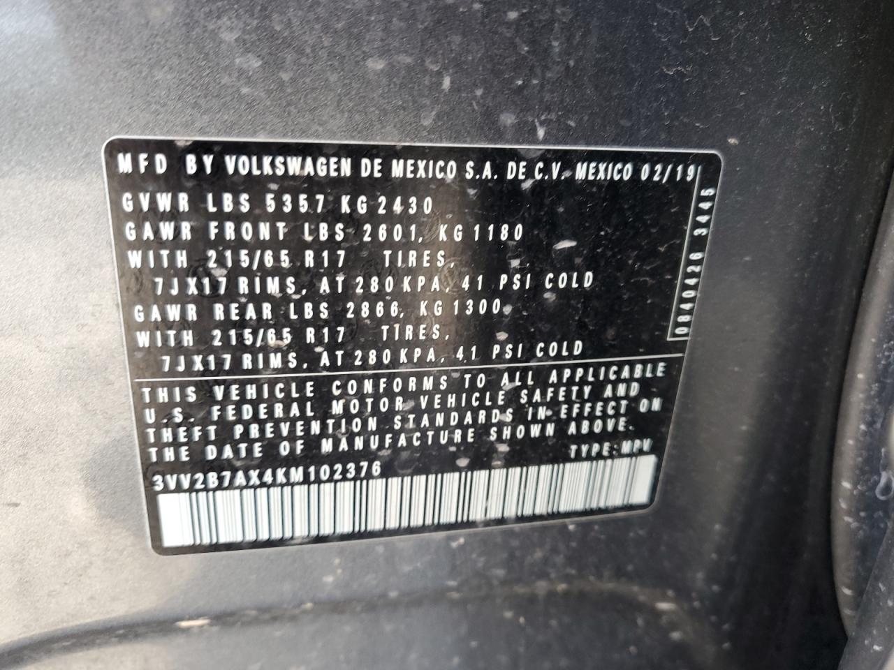 VOLKSWAGEN TIGUAN SE 2019