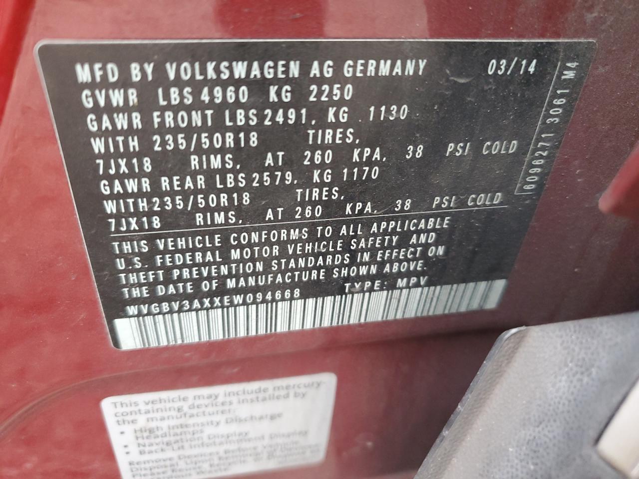 VOLKSWAGEN TIGUAN S 2014