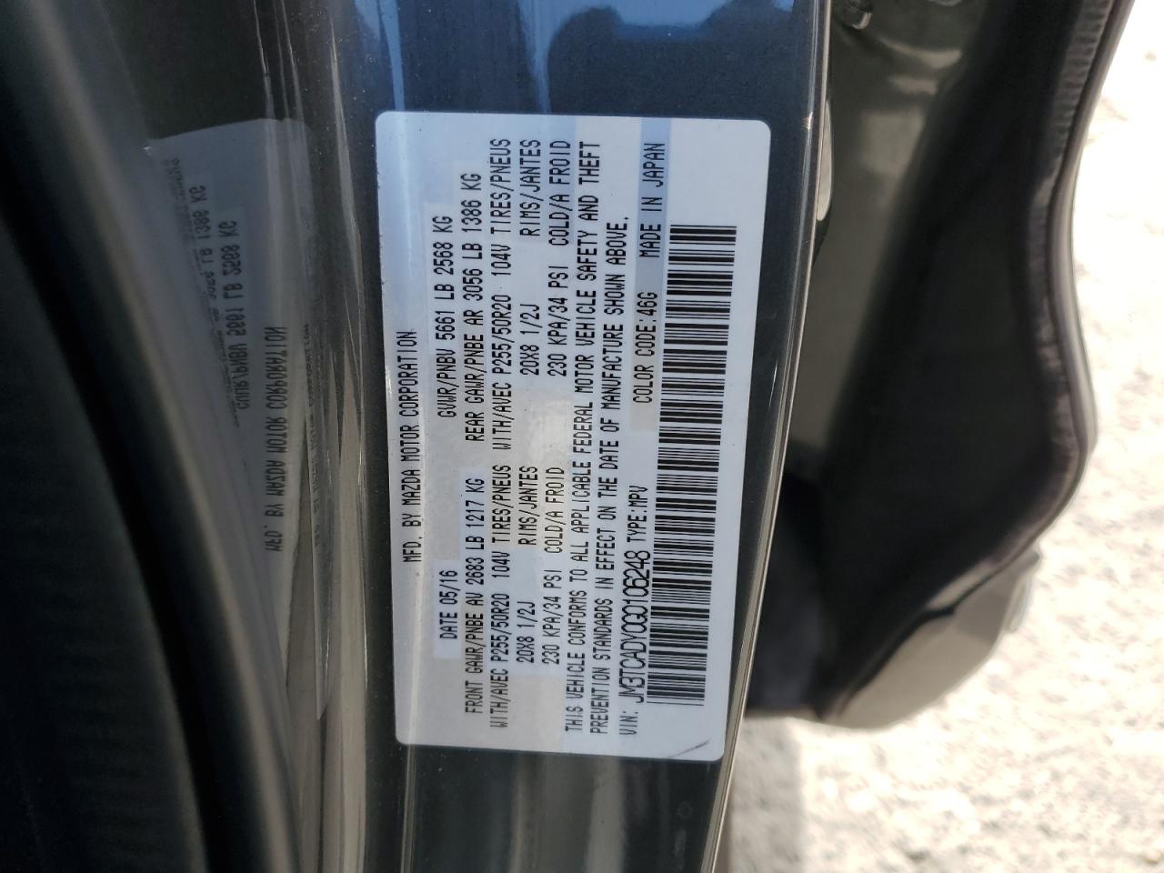 MAZDA CX-9 GRAND TOURING 2016