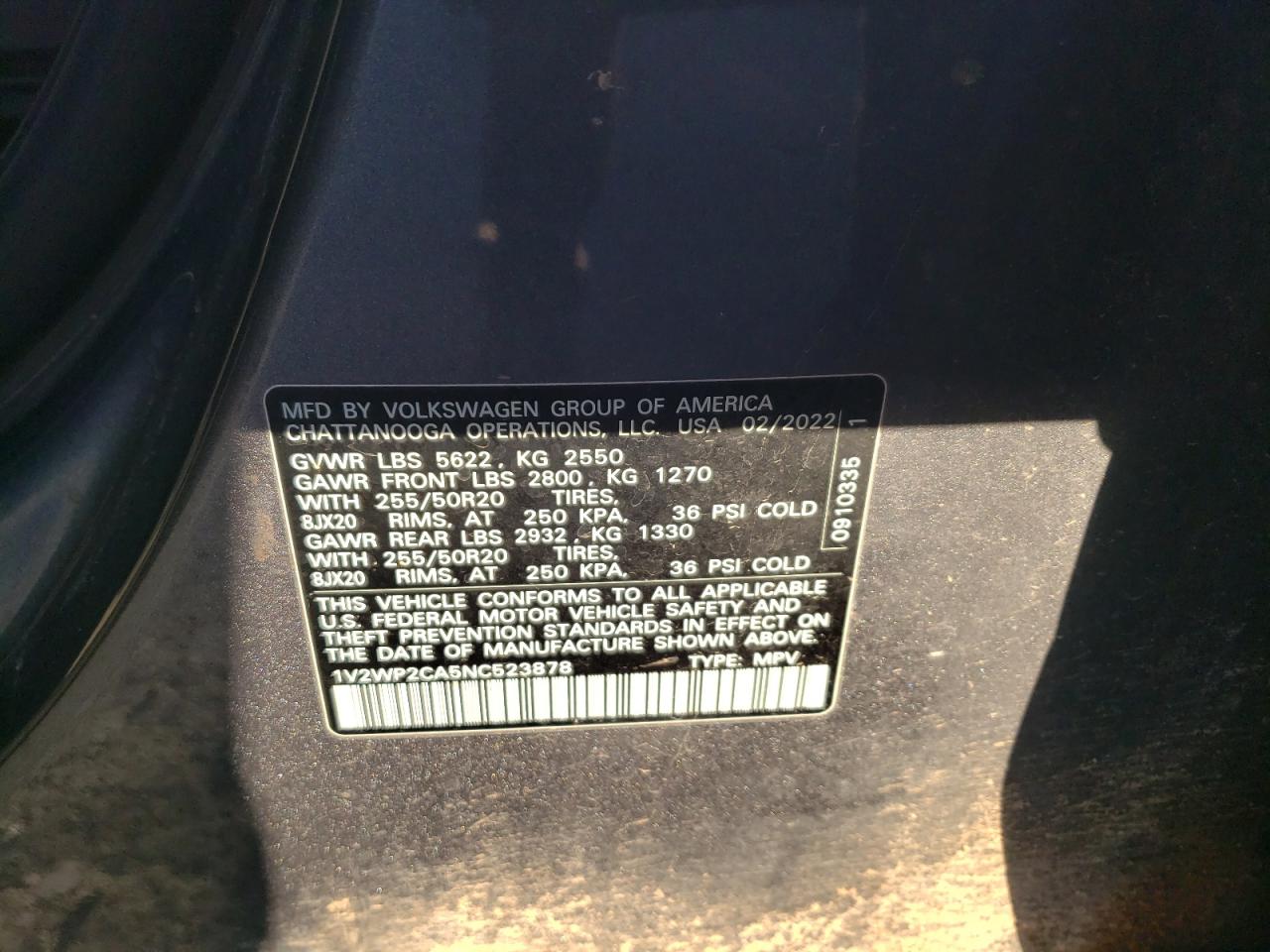 VOLKSWAGEN ATLAS SE 2022