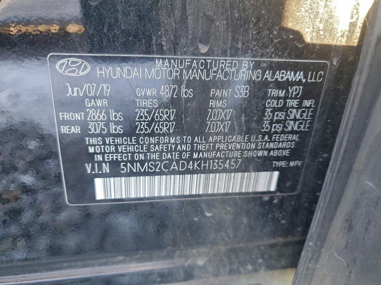 HYUNDAI SANTA FE SE 2019