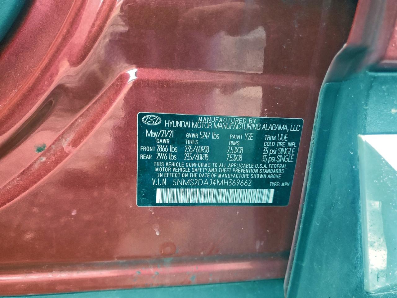 HYUNDAI SANTA FE SEL 2021