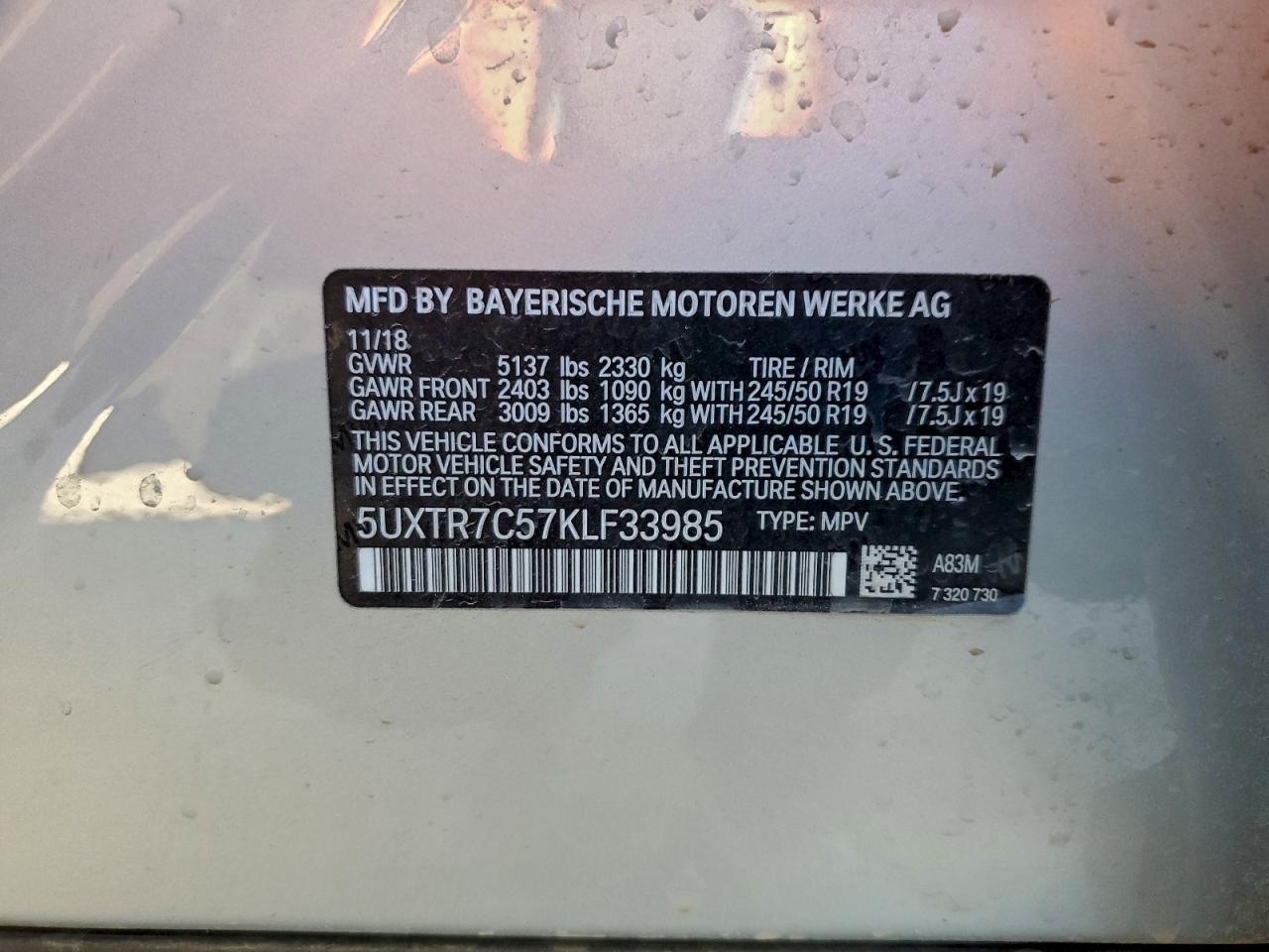 BMW X3 SDRIVE30I 2019