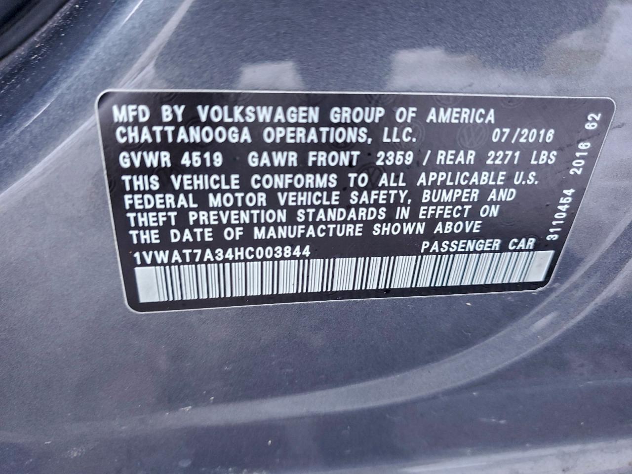 VOLKSWAGEN PASSAT S 2017