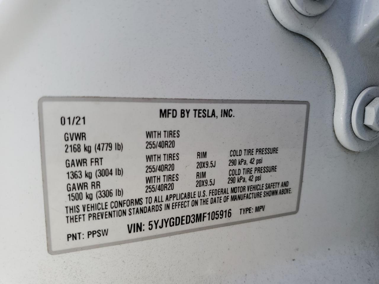 TESLA MODEL Y STANDARD 2021