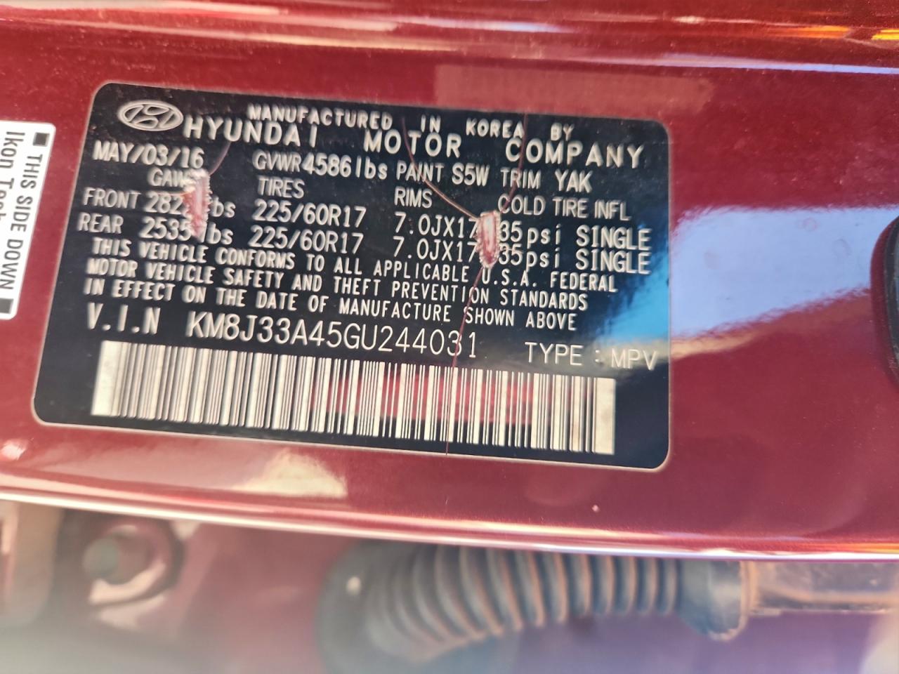 HYUNDAI TUCSON LIMITED 2016