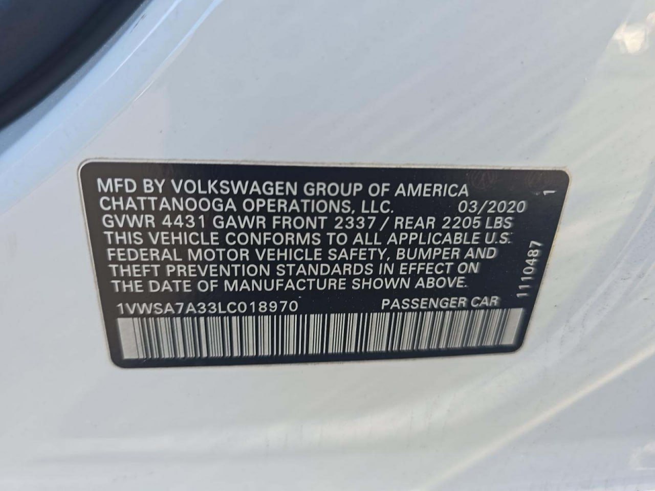 VOLKSWAGEN PASSAT SE 2020