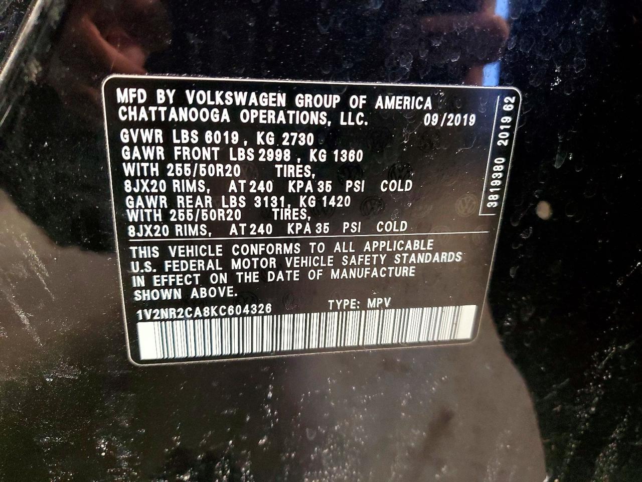 VOLKSWAGEN ATLAS SEL PREMIUM 2019