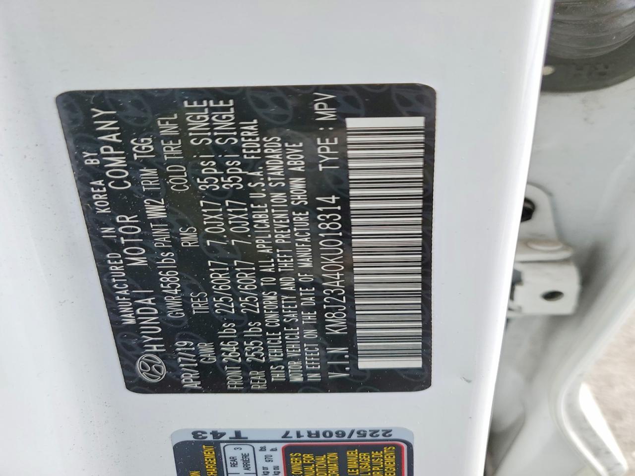 HYUNDAI TUCSON SE 2019