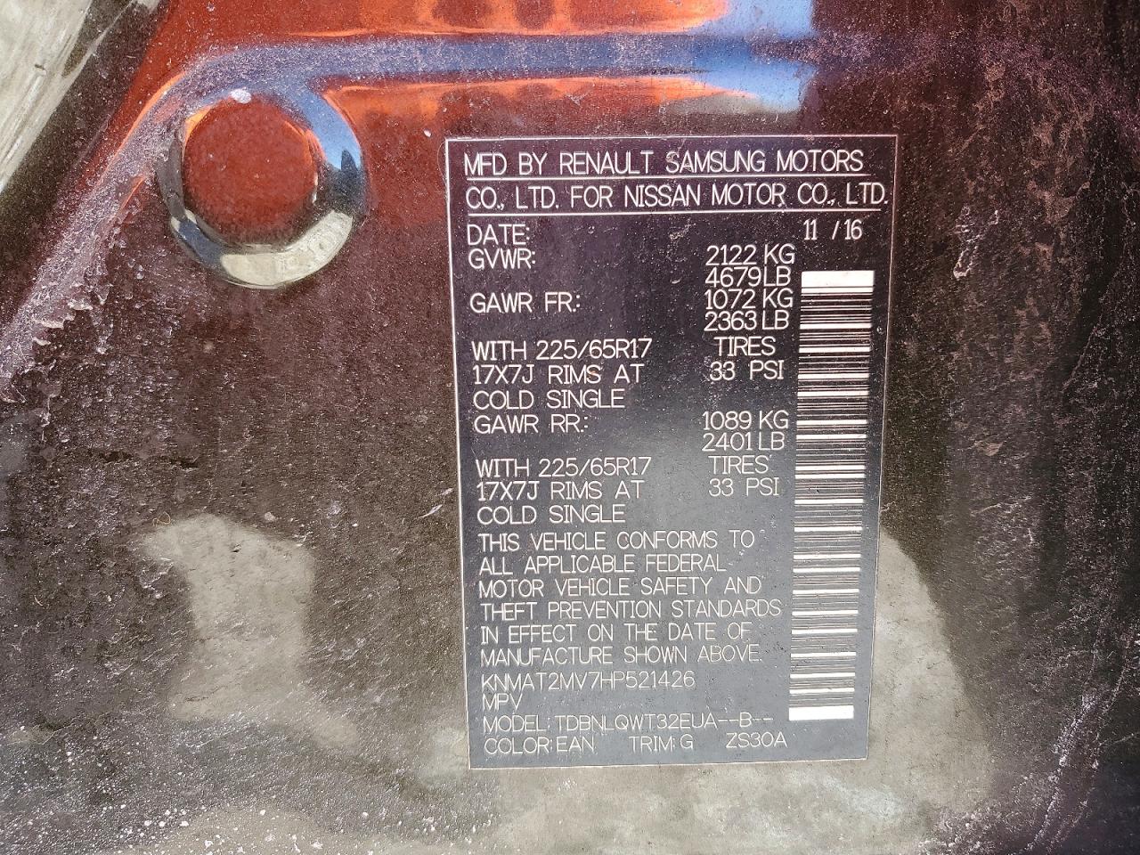 NISSAN ROGUE SV 2016