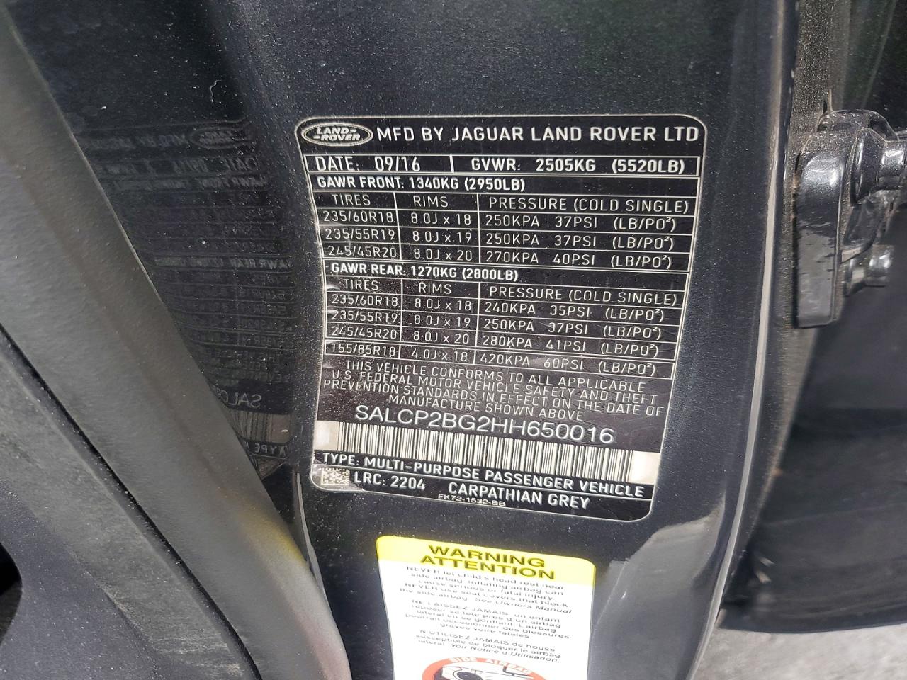 LAND ROVER DISCOVERY SPORT SE 2016