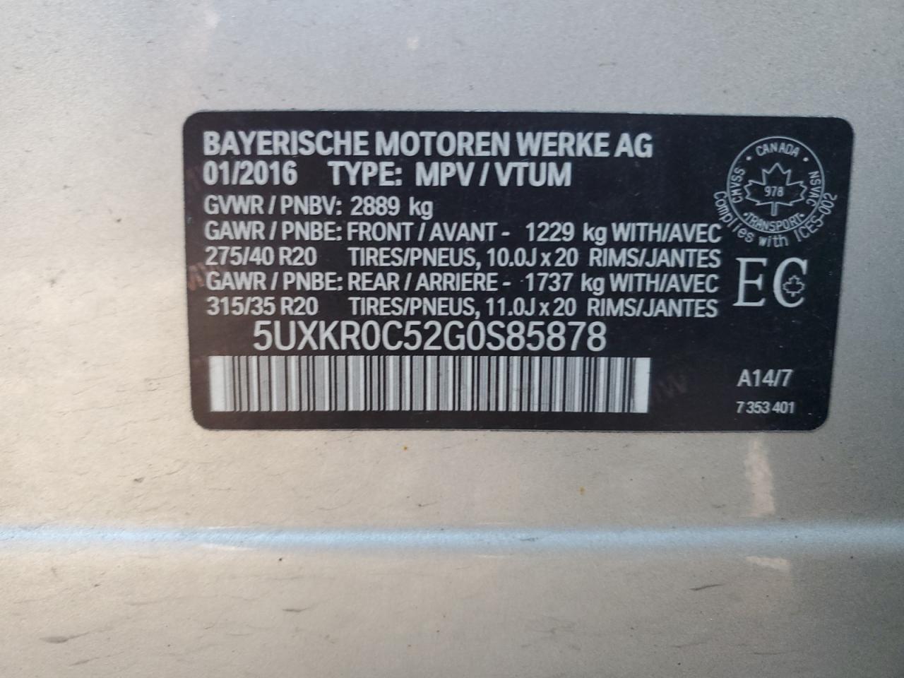 BMW X5 XDRIVE 35 I 2016