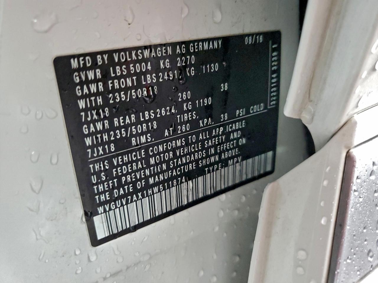 VOLKSWAGEN TIGUAN SPORT 2016