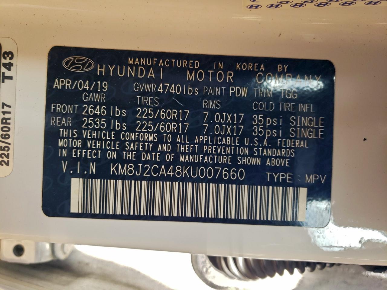 HYUNDAI TUCSON SE 2019