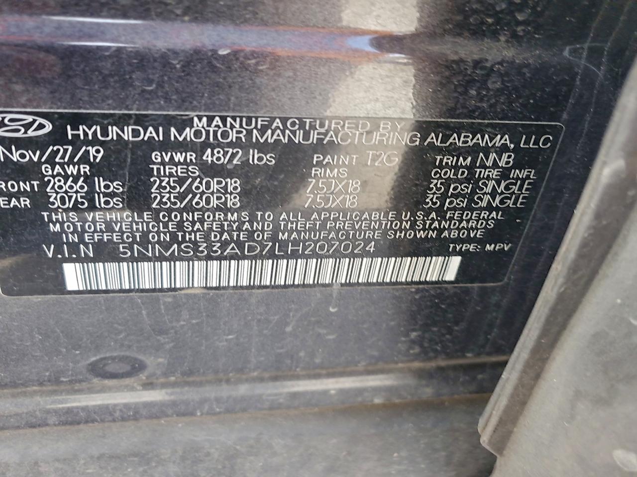 HYUNDAI SANTA FE SEL 2019