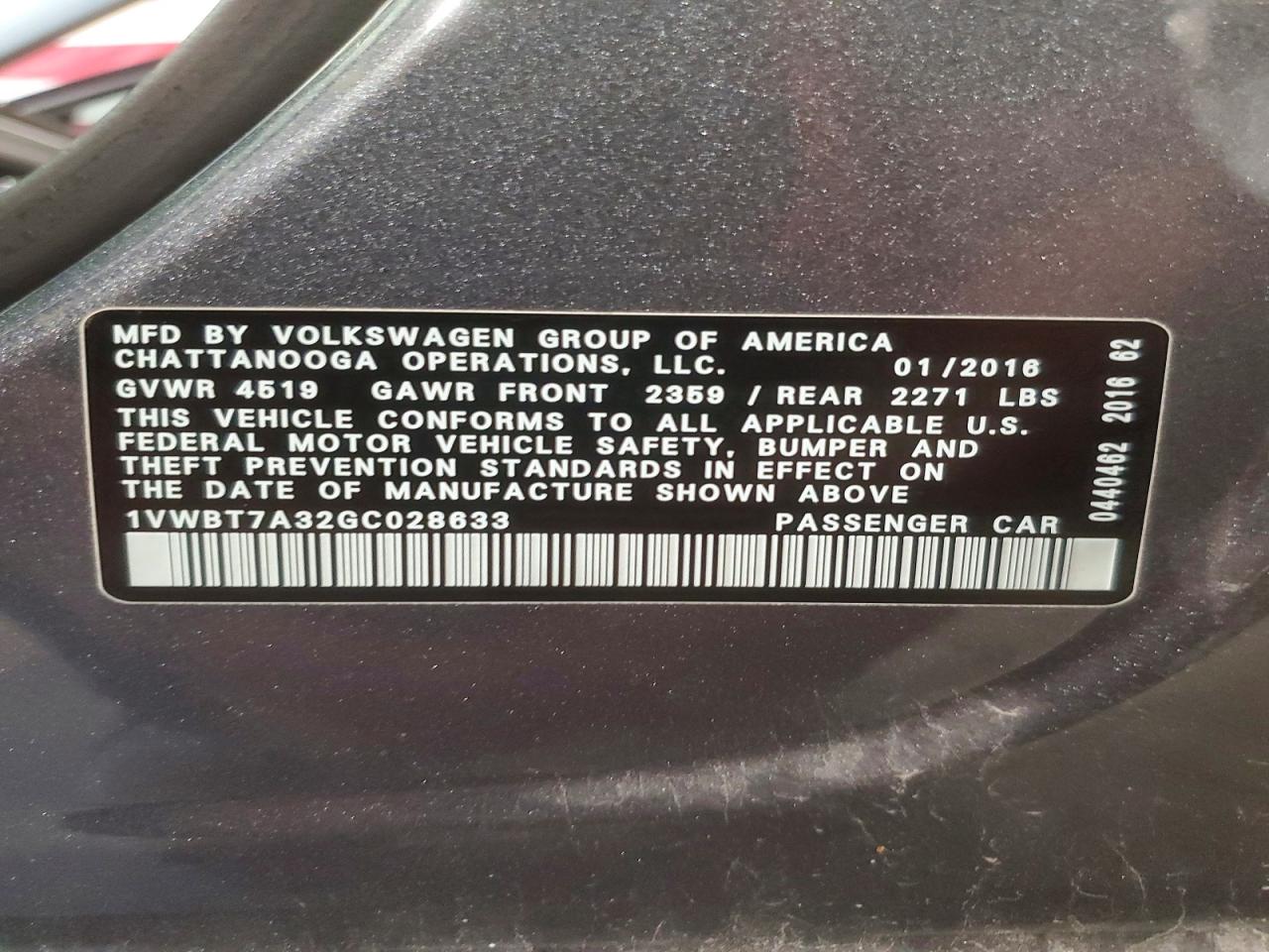 VOLKSWAGEN PASSAT SE 2016