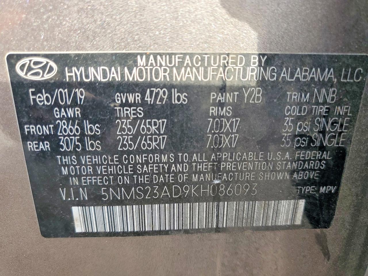 HYUNDAI SANTA FE SE 2019