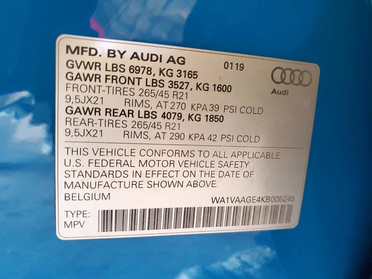 AUDI E-TRON PRESTIGE 2019