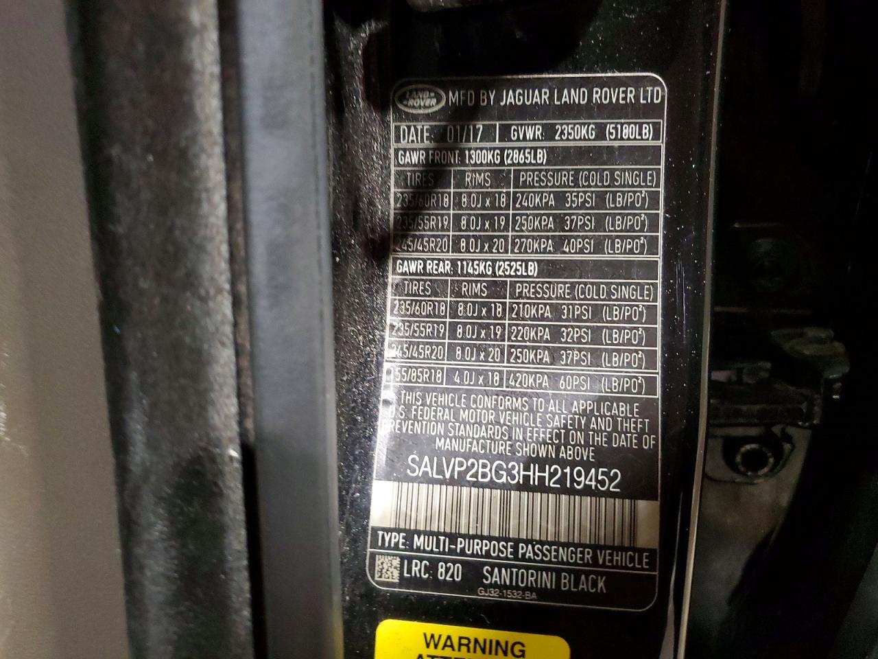 LAND ROVER RANGE ROVER EVOQUE SE 2017