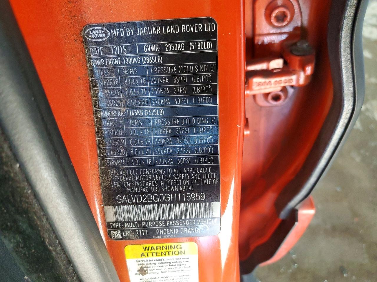 LAND ROVER RANGE ROVER EVOQUE HSE DYNAMIC 2015