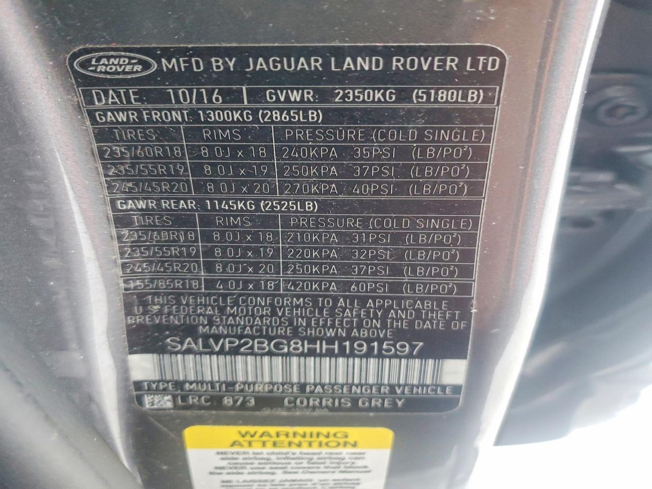 LAND ROVER RANGE ROVER EVOQUE SE 2016