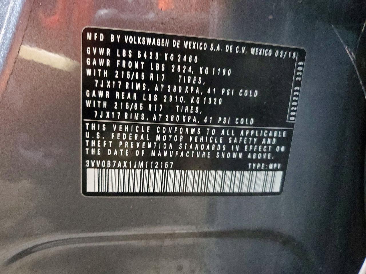 VOLKSWAGEN TIGUAN S 2018