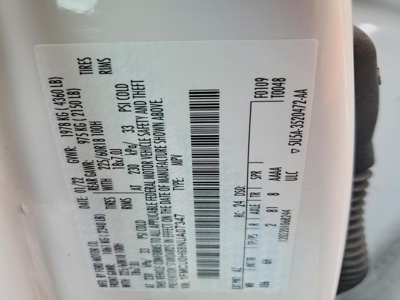 FORD ESCAPE SEL 2022