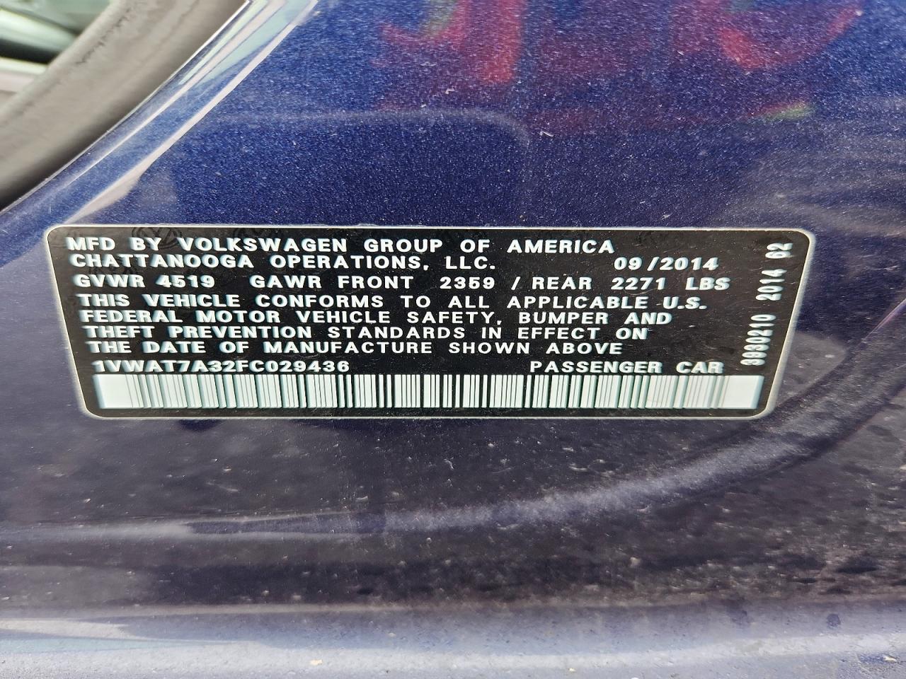 VOLKSWAGEN PASSAT S 2014