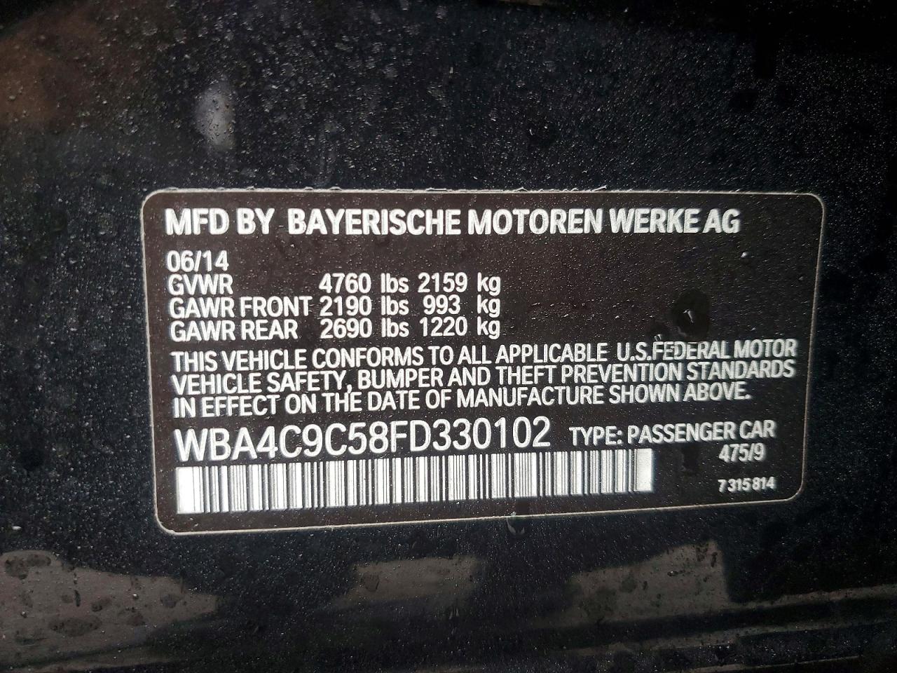 BMW 428 XI GRAN COUPE SULEV 2014