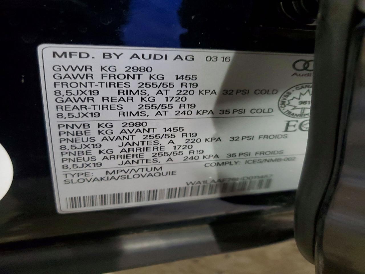 AUDI Q7 PREMIUM PLUS 2016