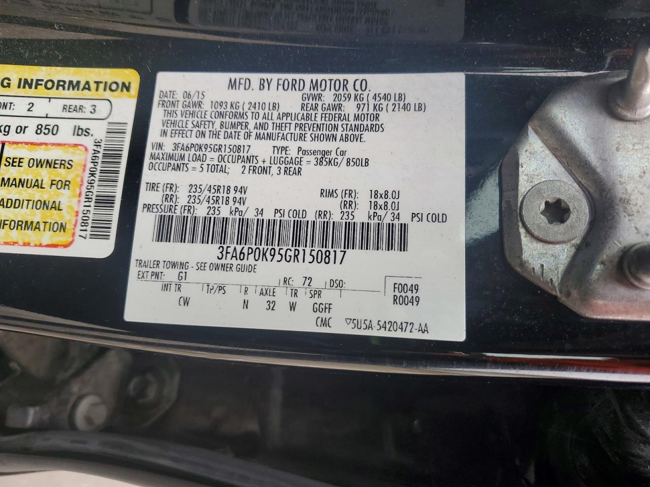 FORD FUSION TITANIUM 2015