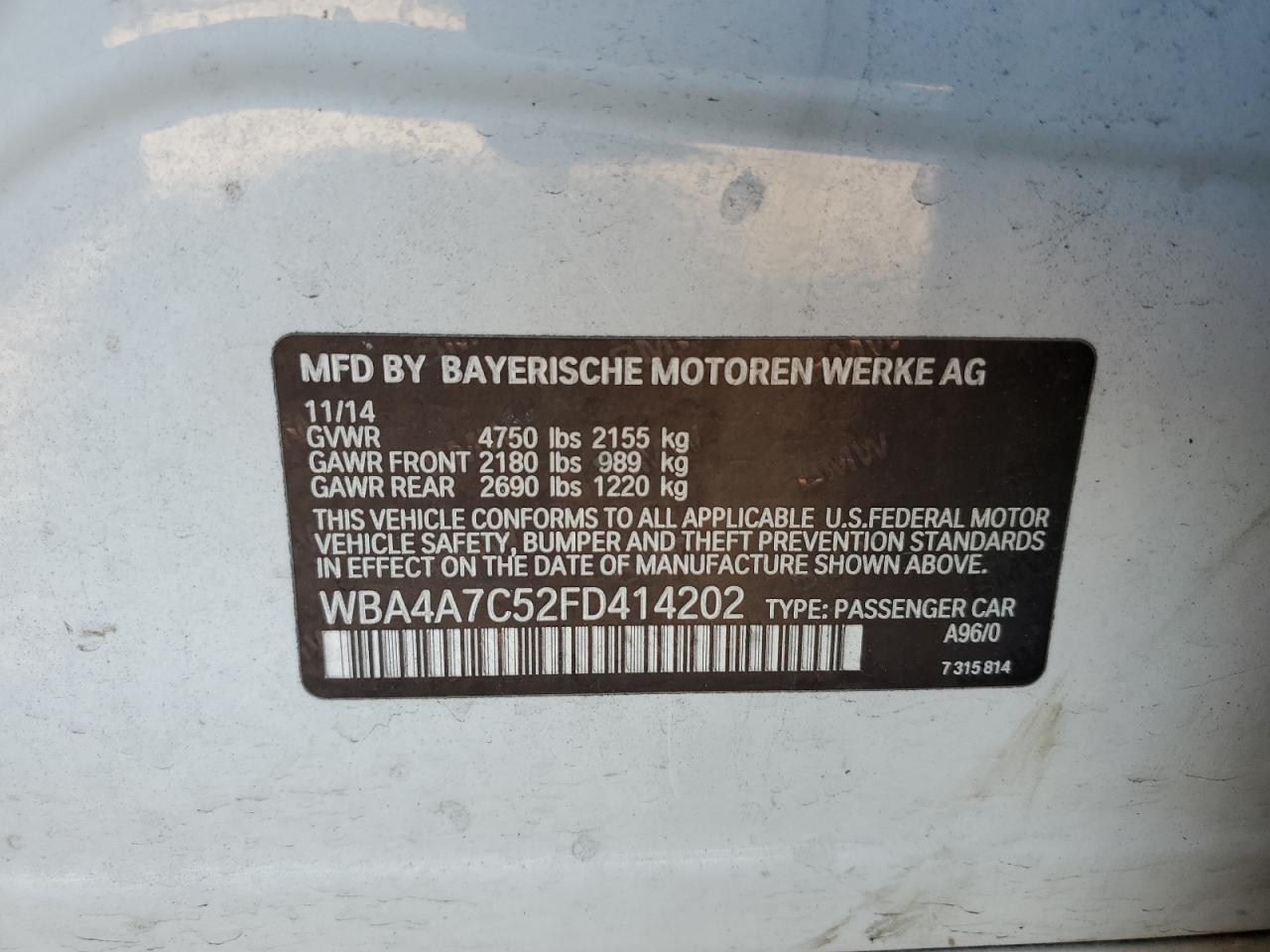 BMW 428 XI GRAN COUPE 2015