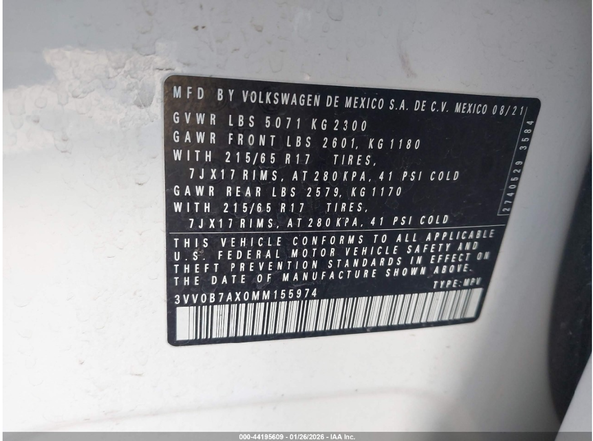 VOLKSWAGEN TIGUAN S 2021