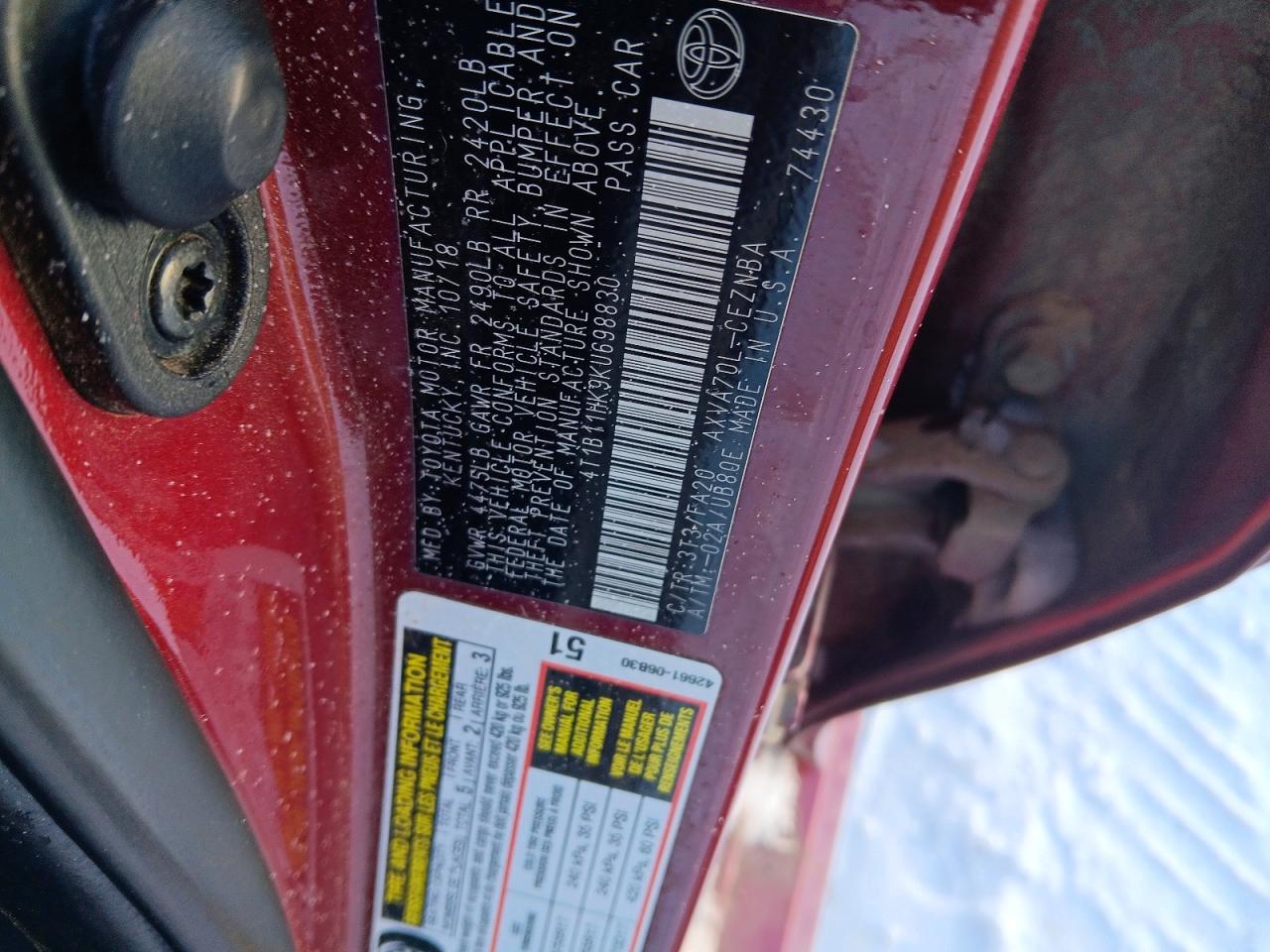 TOYOTA CAMRY LE 2018