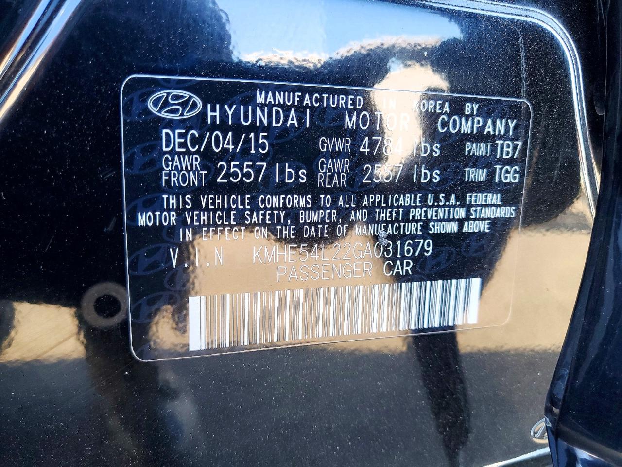 HYUNDAI SONATA PLUG-IN HYBRID LIMITED 2015