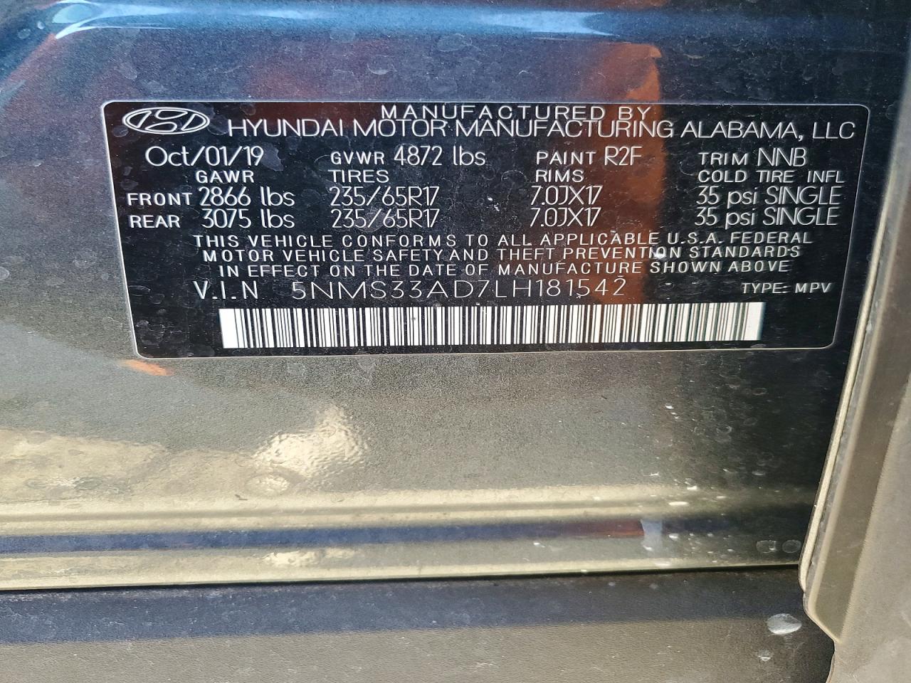 HYUNDAI SANTA FE SEL 2019